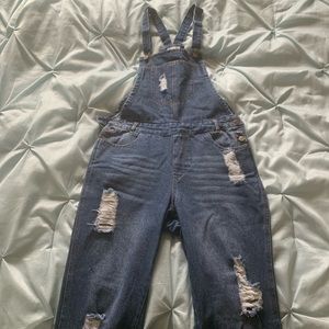 love tree denim ripped overalls✨